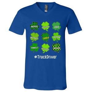 Shamrock Inspire Love Lucky Truck Driver St Patricks Day Cute Gift V-Neck T-Shirt