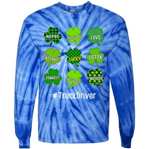 Shamrock Inspire Love Lucky Truck Driver St Patricks Day Cute Gift Tie-Dye Long Sleeve Shirt