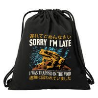 Sorry IM Late I Was Trapped In The Void Frog Japanese Drawstring Bag