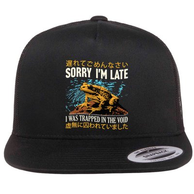 Sorry IM Late I Was Trapped In The Void Frog Japanese Flatbill Hat