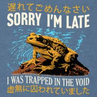 Sorry IM Late I Was Trapped In The Void Frog Japanese Garment-Dyed Sweatshirt