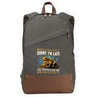 Sorry IM Late I Was Trapped In The Void Frog Japanese Cotton Canvas Backpack