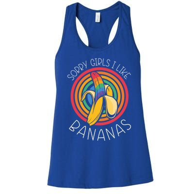 Sorry I Like Bananas Funny Lgbt Pride Homosexual Humor Great Gift Women's Racerback Tank