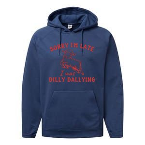 Sorry IM Late I Was Dilly Dallying Baby Lamb Sheep Performance Fleece Hoodie