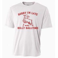 Sorry IM Late I Was Dilly Dallying Baby Lamb Sheep Cooling Performance Crew T-Shirt