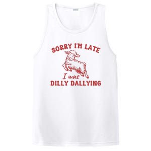 Sorry IM Late I Was Dilly Dallying Baby Lamb Sheep PosiCharge Competitor Tank