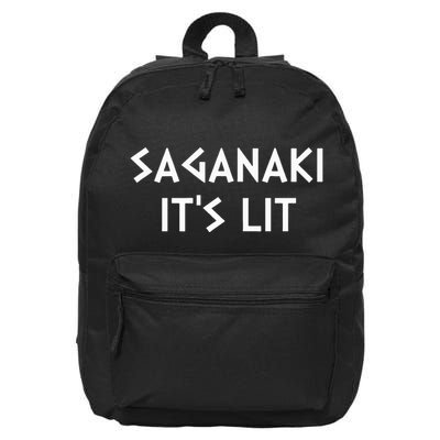 Saganaki Its Lit Greek Cheese Lover Foodie 16 in Basic Backpack
