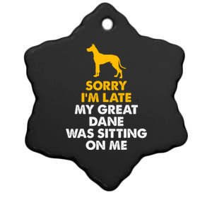 Sorry IM Late My Great Dane Was Sitting On Me Great Dane Ceramic Star Ornament