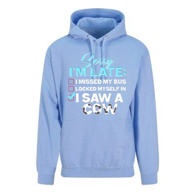 Sorry Iam Late I Saw A Cow Farm Farmer Cool Gift Unisex Surf Hoodie