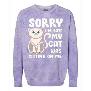 Sorry I'm Late My Cat Was Sitting On Me Colorblast Crewneck Sweatshirt