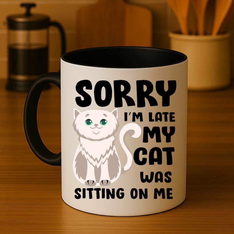 Sorry I'm Late My Cat Was Sitting On Me Mug