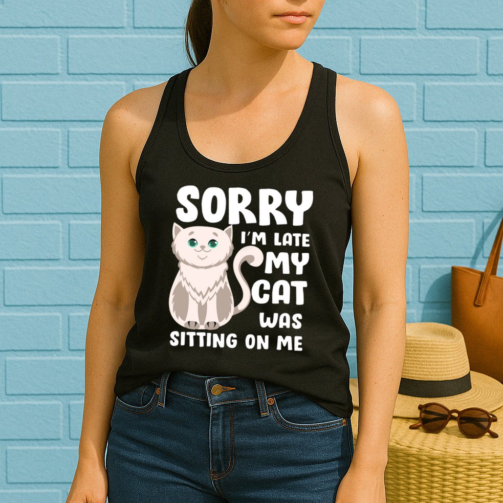 Sorry I'm Late My Cat Was Sitting On Me Womens Tank Top
