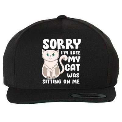 Sorry I'm Late My Cat Was Sitting On Me Wool Snapback Cap
