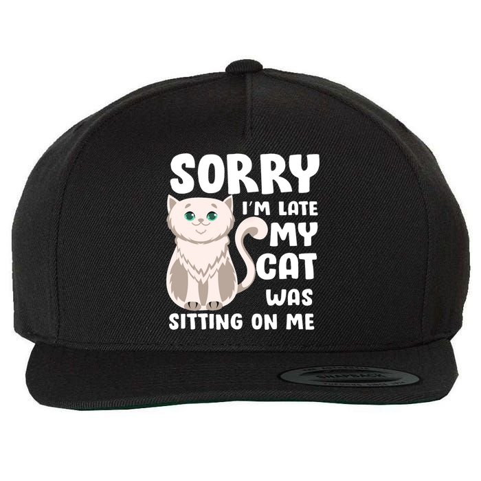 Sorry I'm Late My Cat Was Sitting On Me Wool Snapback Cap