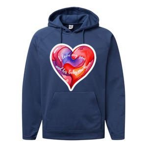 Sweet I Love My Son And His Baby Mama Mom Dad Rents Performance Fleece Hoodie