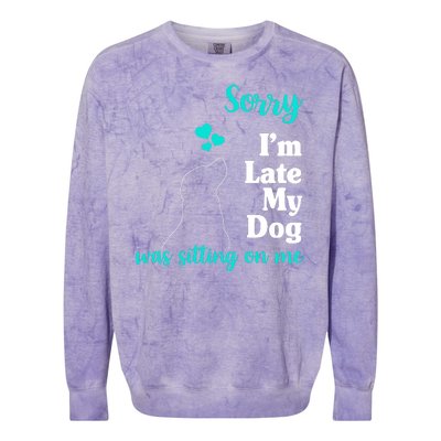 Sorry I'm Late My Dog Was Sitting On Me Colorblast Crewneck Sweatshirt