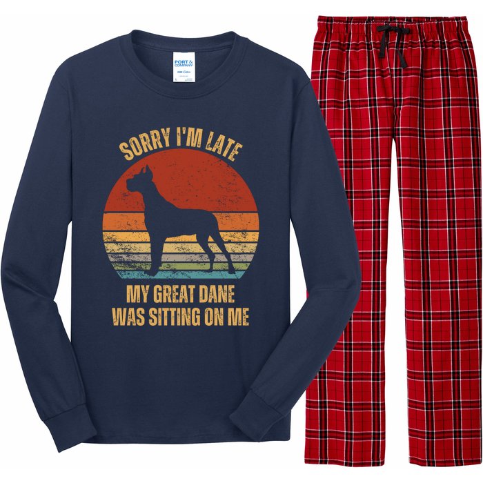 Sorry IM Late My Great Dane Was Sitting On Me Great Dane Long Sleeve Pajama Set