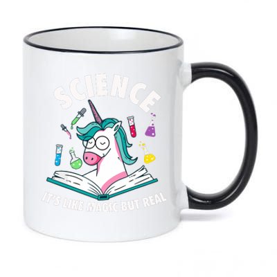 Science Is Like Magic But Real Unicorn 11oz Black Color Changing Mug