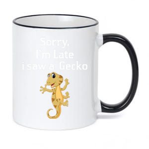 Sorry I'am Late A Saw A Gecko Funny Crested Gecko Gift 11oz Black Color Changing Mug