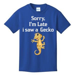 Sorry I'am Late A Saw A Gecko Funny Crested Gecko Gift Kids T-Shirt