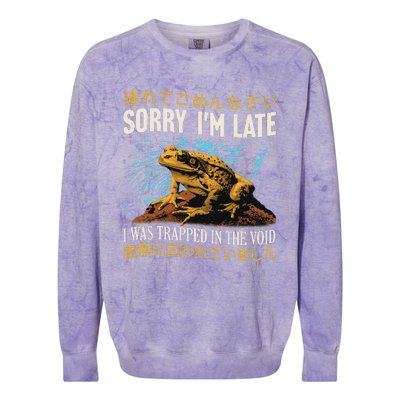 Sorry IM Late I Was Trapped In The Void Frog Japanese Colorblast Crewneck Sweatshirt