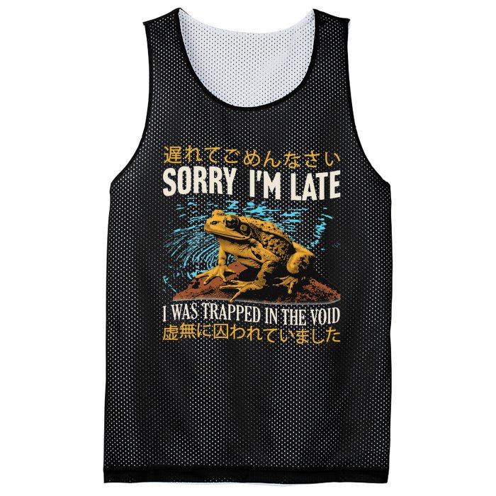 Sorry IM Late I Was Trapped In The Void Frog Japanese Mesh Reversible Basketball Jersey Tank