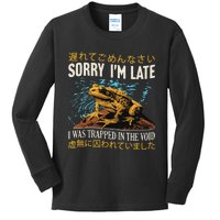 Sorry IM Late I Was Trapped In The Void Frog Japanese Kids Long Sleeve Shirt