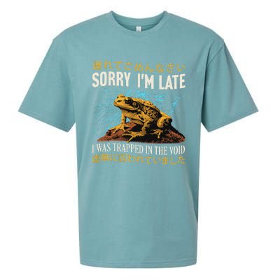 Sorry IM Late I Was Trapped In The Void Frog Japanese Sueded Cloud Jersey T-Shirt