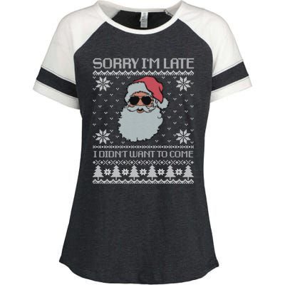 Sorry IM Late I DidnT Want To Come Cool Santa Face Xmas Gift Enza Ladies Jersey Colorblock Tee