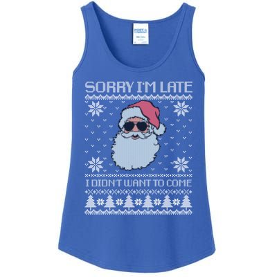 Sorry IM Late I DidnT Want To Come Cool Santa Face Xmas Gift Ladies Essential Tank