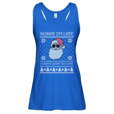 Sorry IM Late I DidnT Want To Come Cool Santa Face Xmas Gift Ladies Essential Flowy Tank