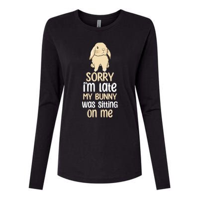 Sorry Im Late My Bunny Was Sitting On Me Funny Easter Rabbit Gift Womens Cotton Relaxed Long Sleeve T-Shirt