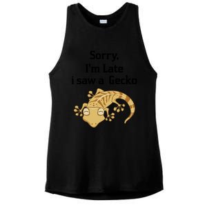 Sorry I'am Late A Saw A Gecko Funny Crested Gecko Gift Ladies PosiCharge Tri-Blend Wicking Tank