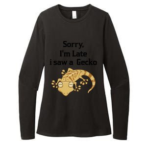 Sorry I'am Late A Saw A Gecko Funny Crested Gecko Gift Womens CVC Long Sleeve Shirt