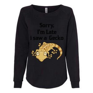 Sorry I'am Late A Saw A Gecko Funny Crested Gecko Gift Womens California Wash Sweatshirt