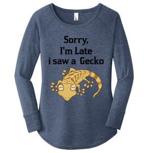 Sorry I'am Late A Saw A Gecko Funny Crested Gecko Gift Women's Perfect Tri Tunic Long Sleeve Shirt