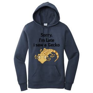 Sorry I'am Late A Saw A Gecko Funny Crested Gecko Gift Women's Pullover Hoodie