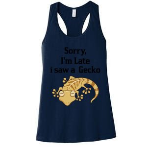 Sorry I'am Late A Saw A Gecko Funny Crested Gecko Gift Women's Racerback Tank