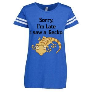 Sorry I'am Late A Saw A Gecko Funny Crested Gecko Gift Enza Ladies Jersey Football T-Shirt