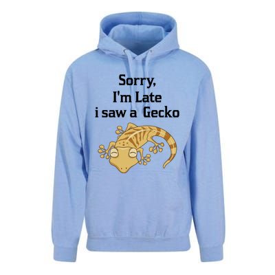 Sorry I'am Late A Saw A Gecko Funny Crested Gecko Gift Unisex Surf Hoodie