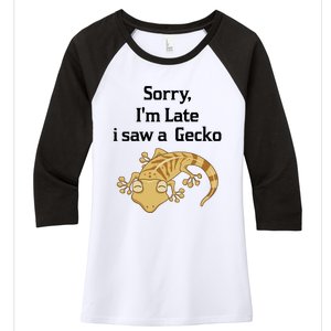 Sorry I'am Late A Saw A Gecko Funny Crested Gecko Gift Women's Tri-Blend 3/4-Sleeve Raglan Shirt