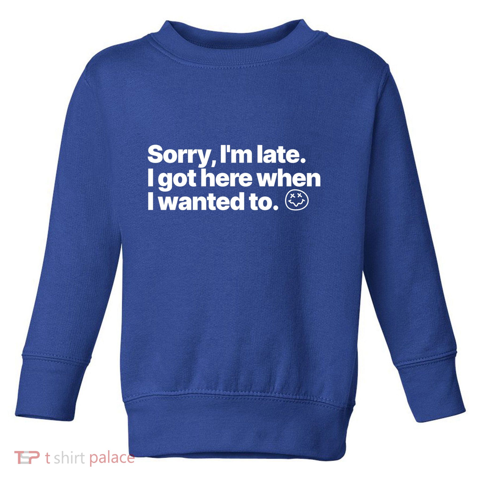 Sorry IM Late I Got Here When I Wanted To Funny Sarcastic Gift Toddler Sweatshirt