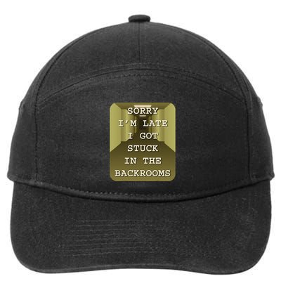 Sorry IM Late I Got Stuck In The Backrooms Liminal Space 7-Panel Snapback Hat