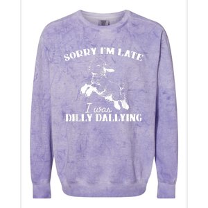 Sorry IM Late I Was Dilly Dallying Colorblast Crewneck Sweatshirt