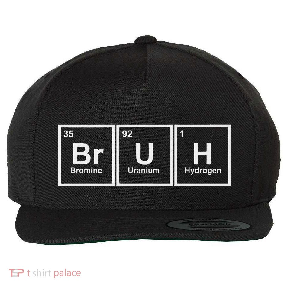 Science Is Lit Science Bruh Adult Black Short Sleeve Medium 6 Wool Snapback Cap