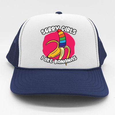 Sorry I Like Bananas Lgbtqia Pride Gift Trucker Hat