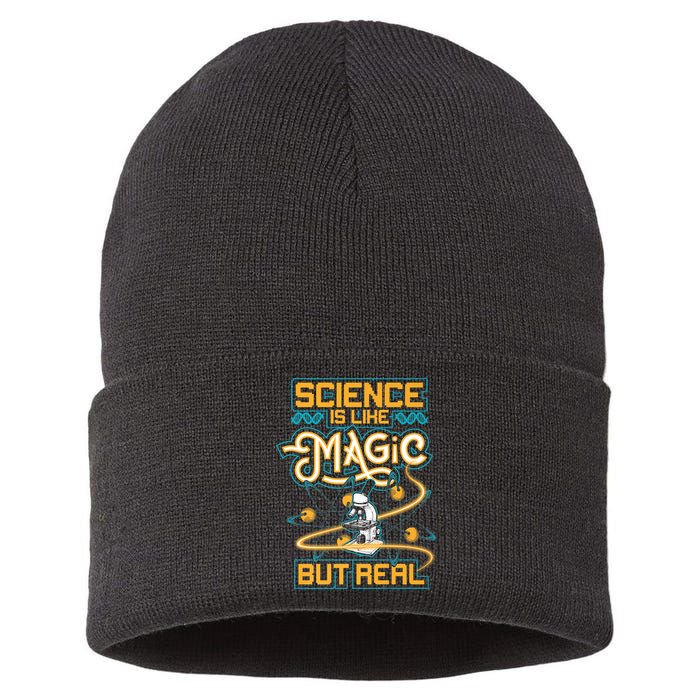 Science Is Like Magic But Real Funny Science Sustainable Knit Beanie