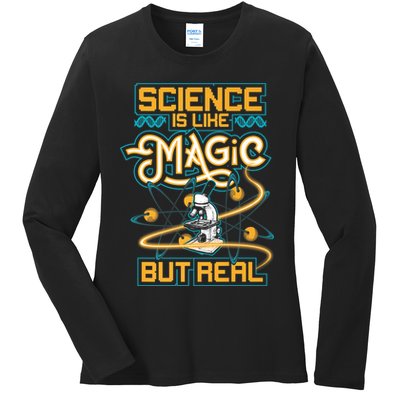 Science Is Like Magic But Real Funny Science Ladies Long Sleeve Shirt