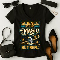 Science Is Like Magic But Real Funny Science Women's V-Neck T-Shirt