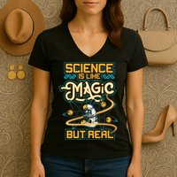 Science Is Like Magic But Real Funny Science Women's V-Neck T-Shirt